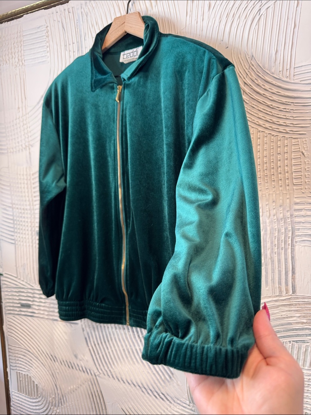 teddi Emerald Velvet Zip-Front Jacket - Picture 3 of 6